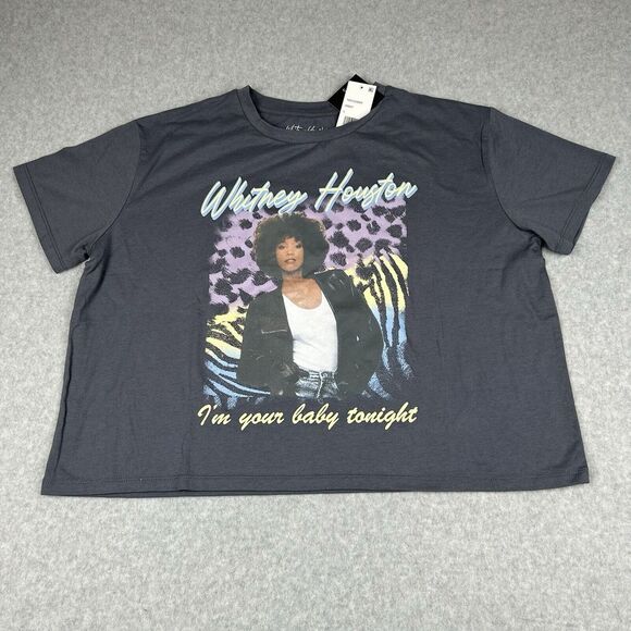 Tops - Whitney Houston Graphic Womens Sz‎ L Crop T-Shirt I'm Your Baby Tonight